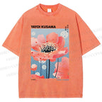 Unisex Yayoi Kusama Flower Printed Washed Tee