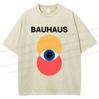 Unisex Bauhaus Geometric Eyes Printed Washed Tee