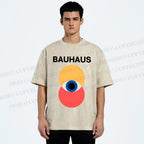 Unisex Bauhaus Geometric Eyes Printed Washed Tee