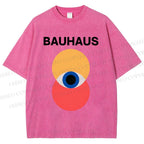 Unisex Bauhaus Geometric Eyes Printed Washed Tee