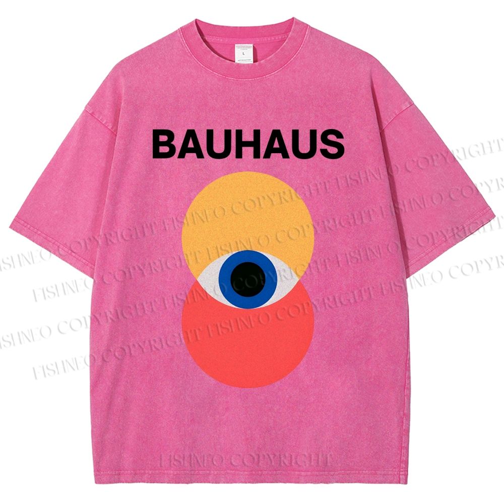 Unisex Bauhaus Geometric Eyes Printed Washed Tee