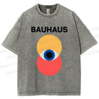 Unisex Bauhaus Geometric Eyes Printed Washed Tee