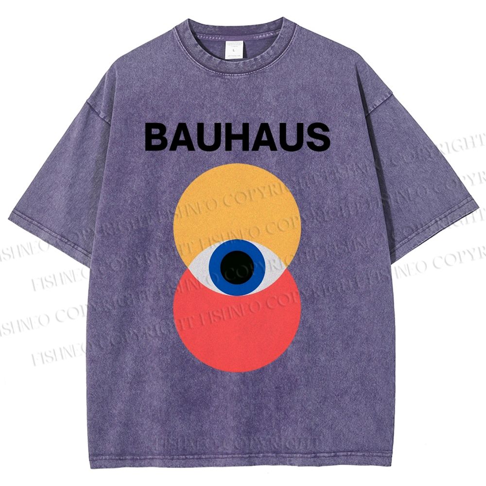 Unisex Bauhaus Geometric Eyes Printed Washed Tee
