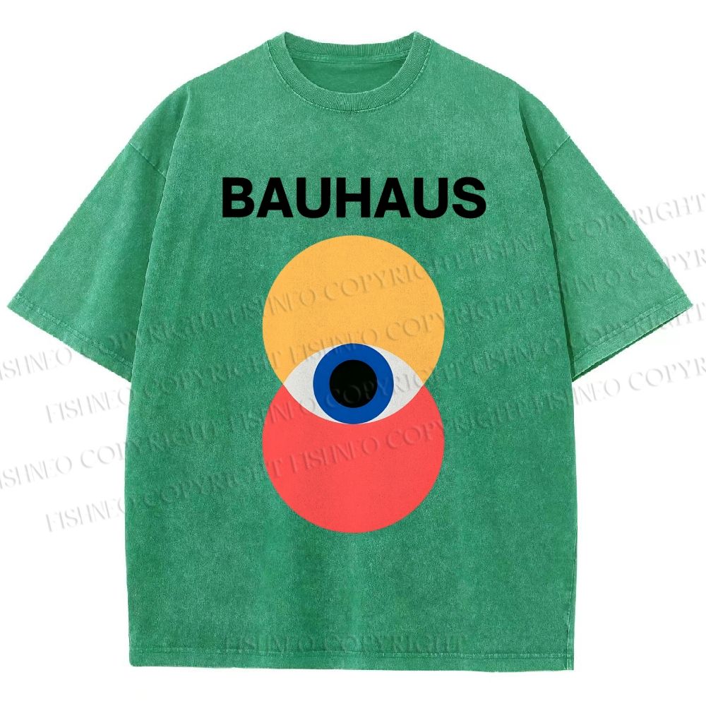 Unisex Bauhaus Geometric Eyes Printed Washed Tee