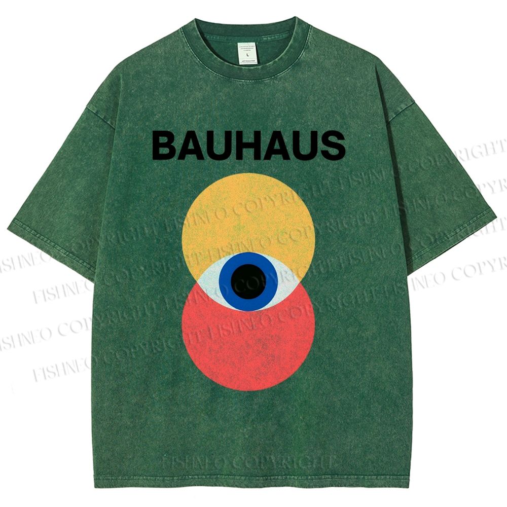 Unisex Bauhaus Geometric Eyes Printed Washed Tee