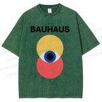 Unisex Bauhaus Geometric Eyes Printed Washed Tee