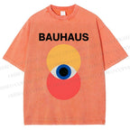 Unisex Bauhaus Geometric Eyes Printed Washed Tee