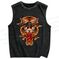 Unisex Twisted Tiger Printed Washed Tank Top
