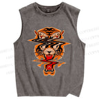 Unisex Twisted Tiger Printed Washed Tank Top