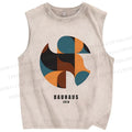 Unisex Bauhaus Geometry Printed Washed Tank Top