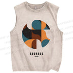 Unisex Bauhaus Geometry Printed Washed Tank Top