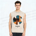 Unisex Bauhaus Geometry Printed Washed Tank Top