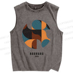 Unisex Bauhaus Geometry Printed Washed Tank Top