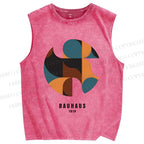 Unisex Bauhaus Geometry Printed Washed Tank Top