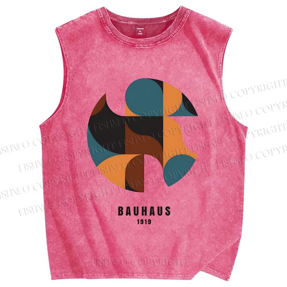 Unisex Bauhaus Geometry Printed Washed Tank Top