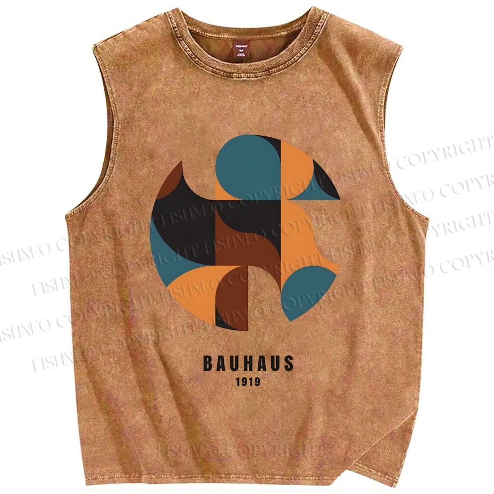 Unisex Bauhaus Geometry Printed Washed Tank Top