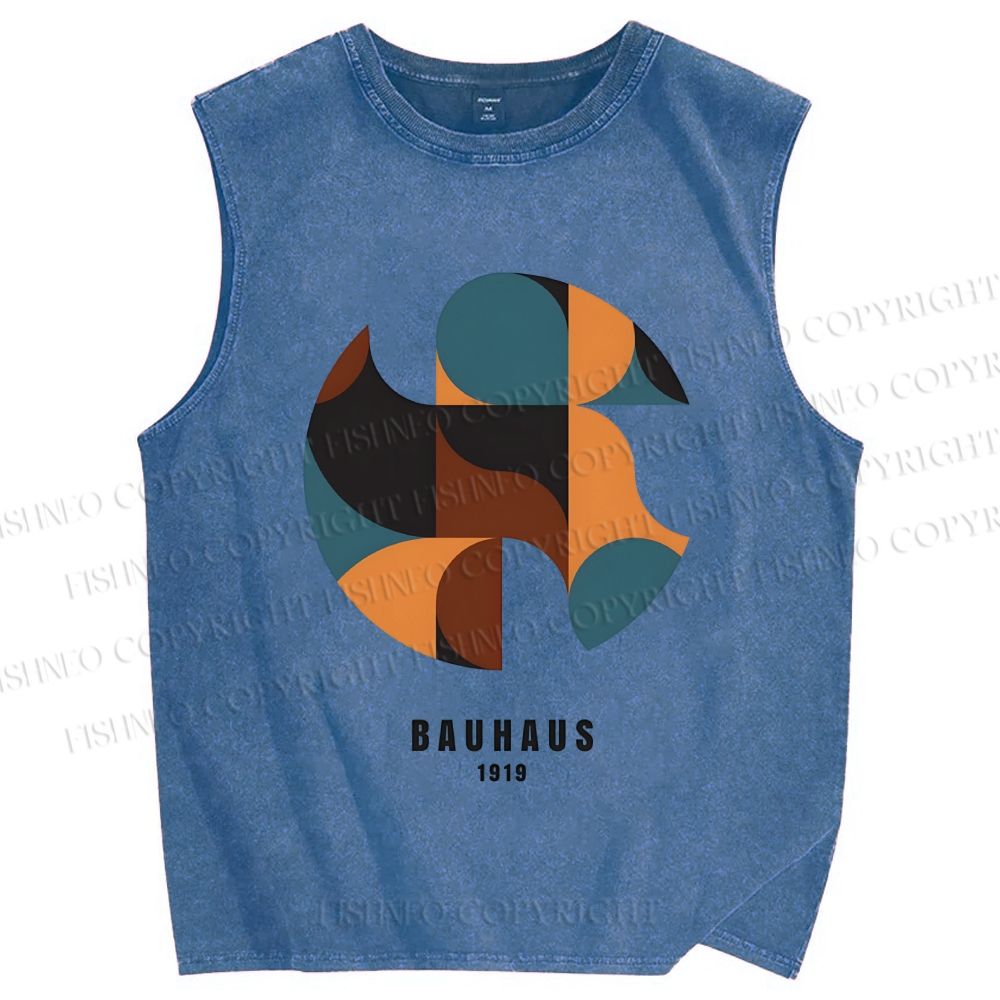 Unisex Bauhaus Geometry Printed Washed Tank Top