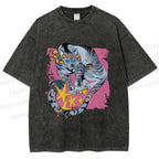 Unisex Shining Tiger Printed Washed Tee