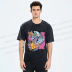 Unisex Shining Tiger Printed Washed Tee