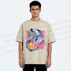 Unisex Shining Tiger Printed Washed Tee