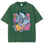 Unisex Shining Tiger Printed Washed Tee