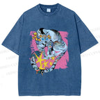 Unisex Shining Tiger Printed Washed Tee