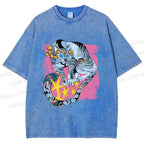 Unisex Shining Tiger Printed Washed Tee