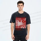Unisex Yayoi Kusama Red Graffiti Printed Washed Tee