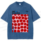 Unisex Yayoi Kusama Red Dots Printed Washed Tee