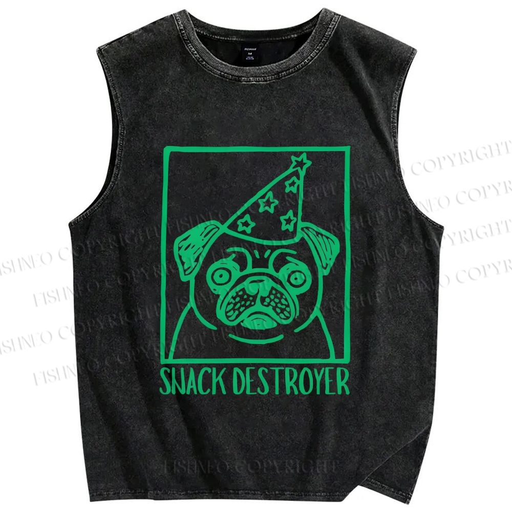 Unisex Snack Destroyer Printed Washed Tank Top