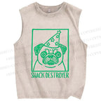 Unisex Snack Destroyer Printed Washed Tank Top