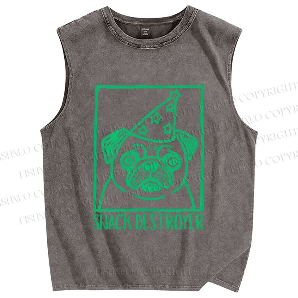Unisex Snack Destroyer Printed Washed Tank Top