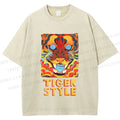 Unisex Tiger Printed Washed Tee