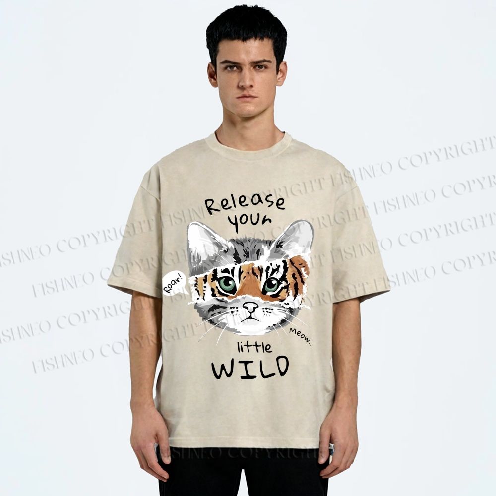 Unisex Release Your Little Wild Cat Printed Washed Tee