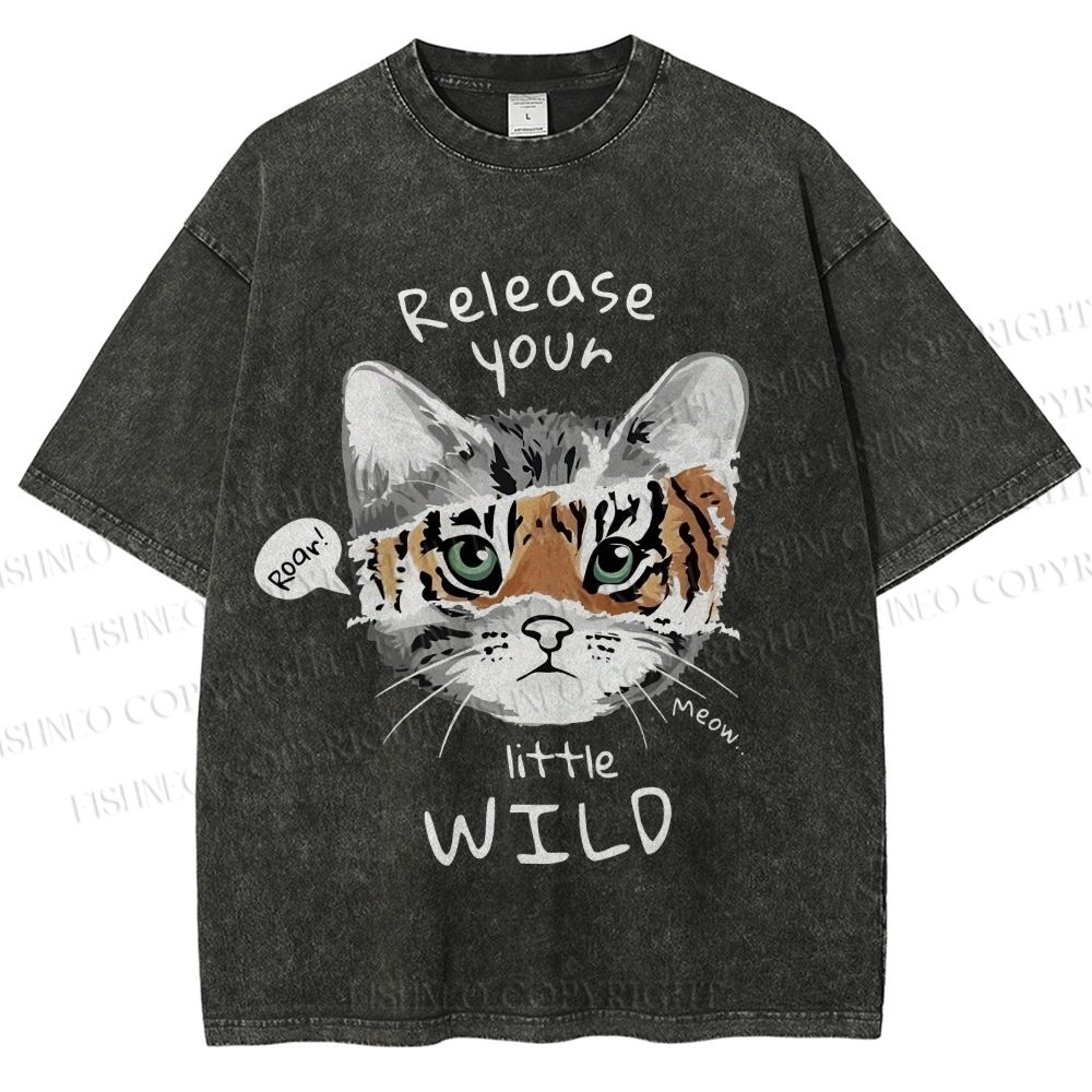 Unisex Release Your Little Wild Cat Printed Washed Tee