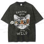 Unisex Release Your Little Wild Cat Printed Washed Tee