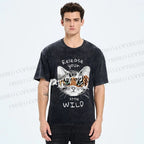 Unisex Release Your Little Wild Cat Printed Washed Tee