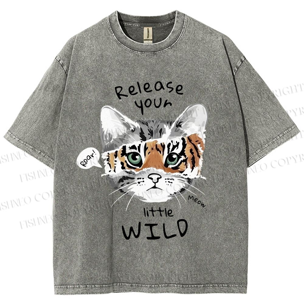 Unisex Release Your Little Wild Cat Printed Washed Tee