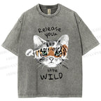 Unisex Release Your Little Wild Cat Printed Washed Tee