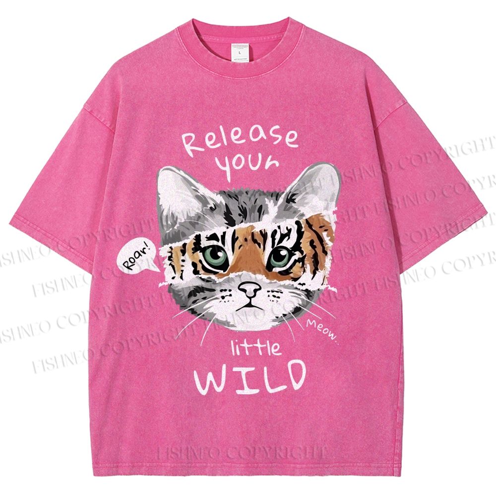 Unisex Release Your Little Wild Cat Printed Washed Tee