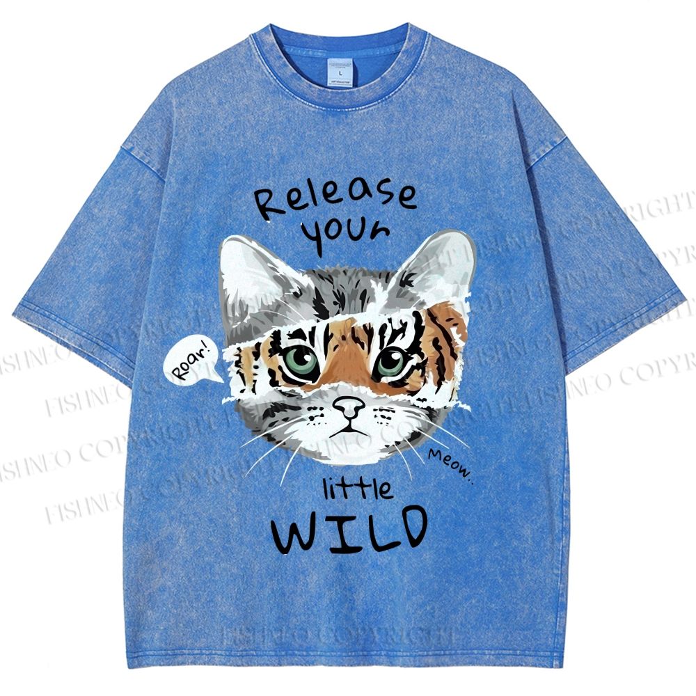 Unisex Release Your Little Wild Cat Printed Washed Tee