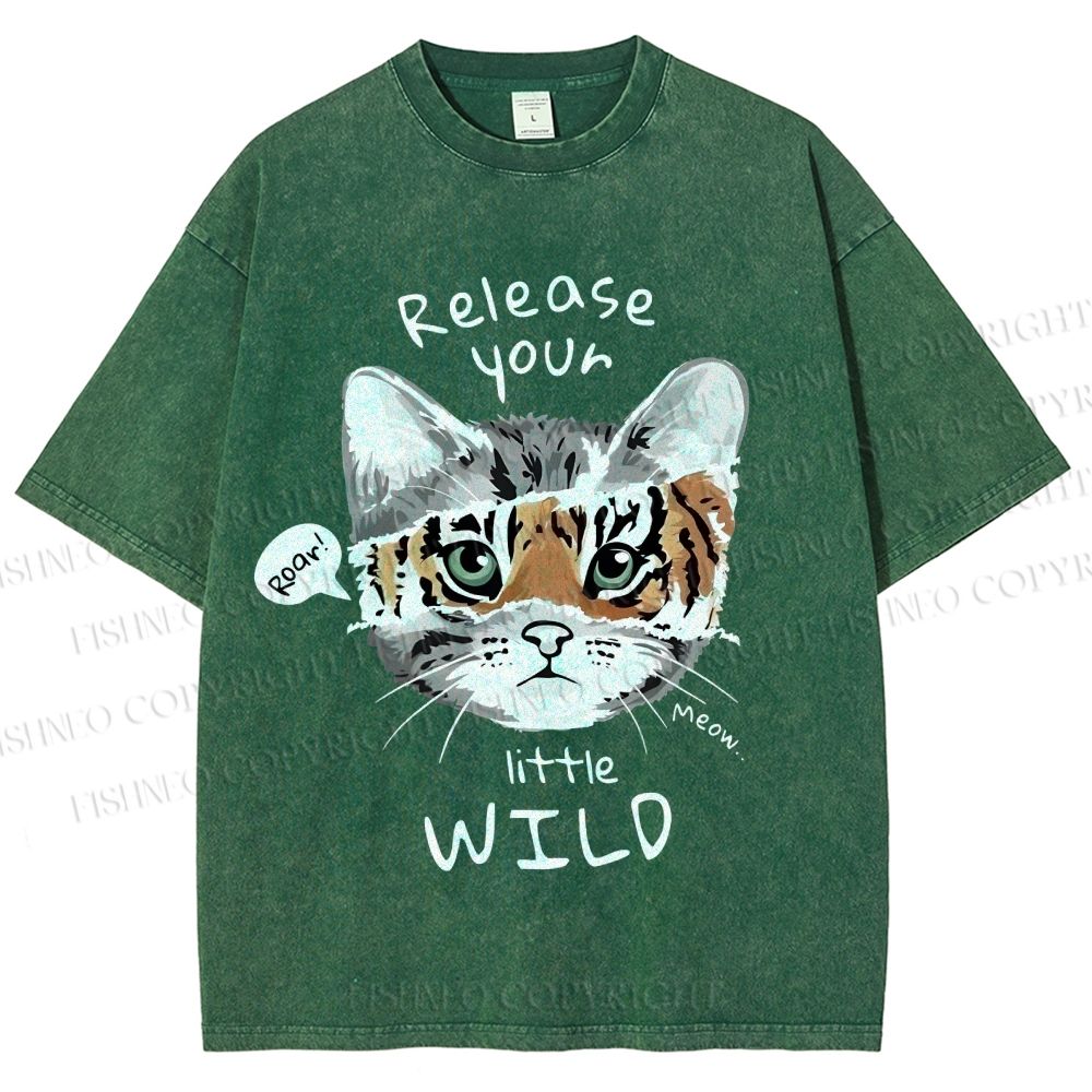 Unisex Release Your Little Wild Cat Printed Washed Tee