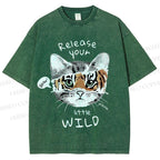 Unisex Release Your Little Wild Cat Printed Washed Tee