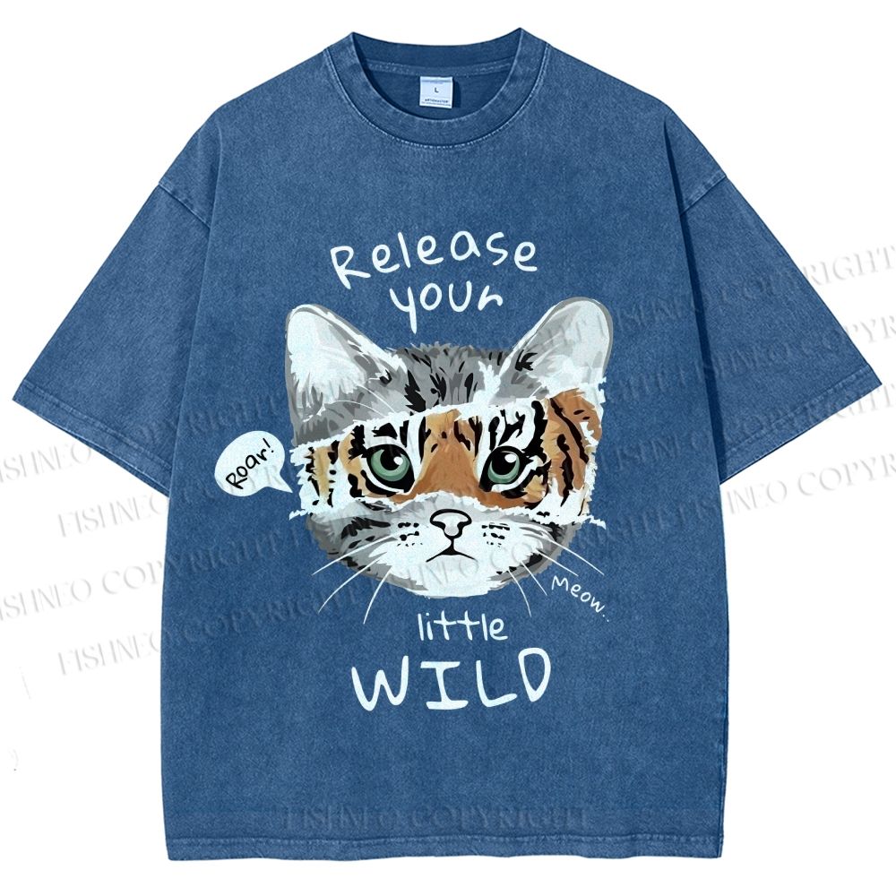 Unisex Release Your Little Wild Cat Printed Washed Tee