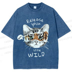 Unisex Release Your Little Wild Cat Printed Washed Tee