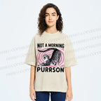 Unisex Not a Morning Purrson Cat Printed Washed Tee