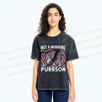 Unisex Not a Morning Purrson Cat Printed Washed Tee