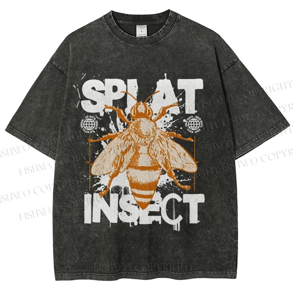 Unisex Splat Insect Bee Graphic Printed Washed Tee