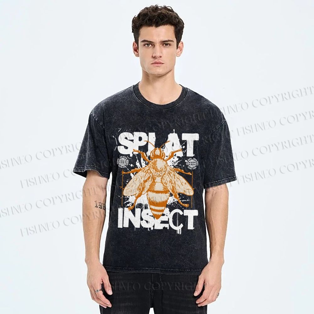 Unisex Splat Insect Bee Graphic Printed Washed Tee
