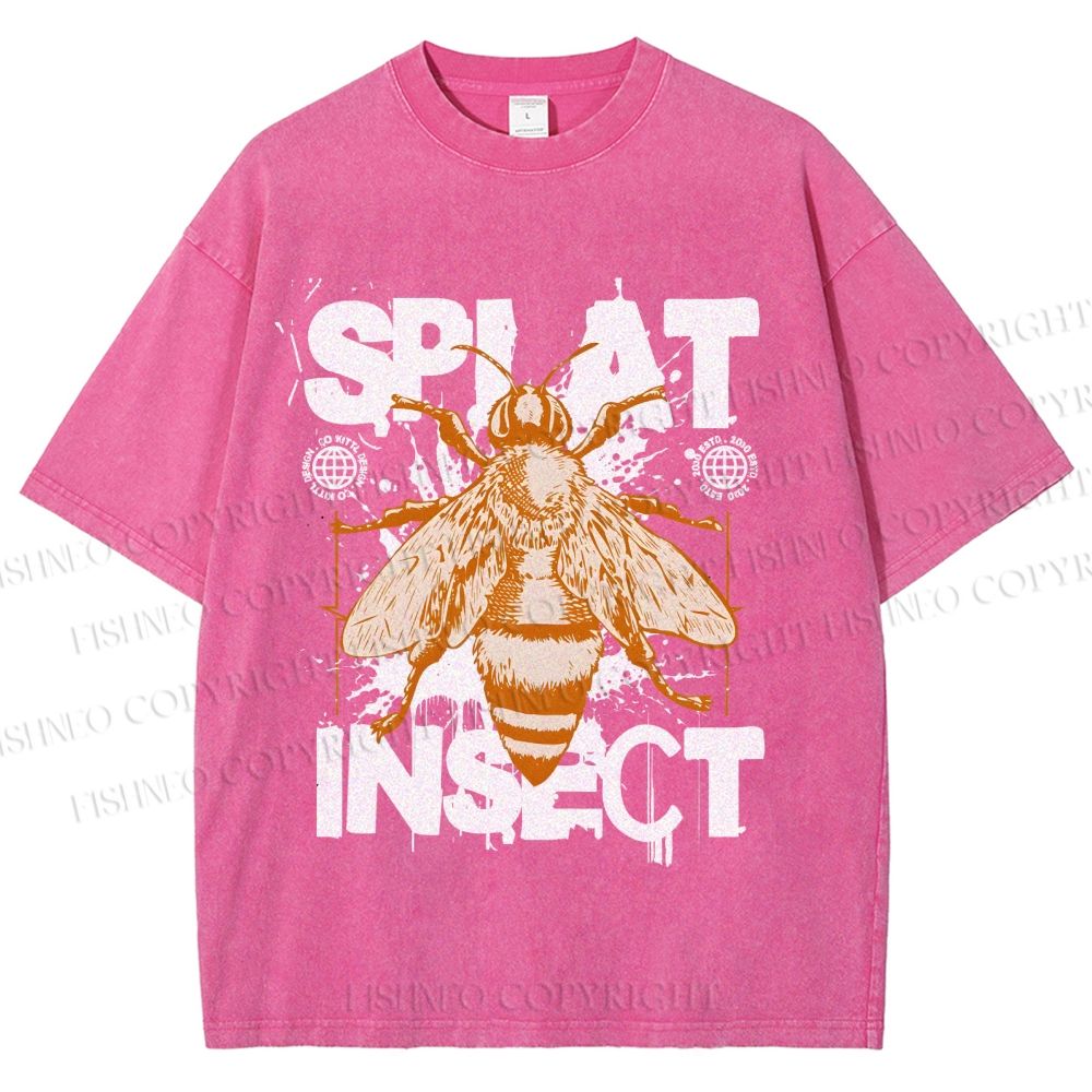 Unisex Splat Insect Bee Graphic Printed Washed Tee